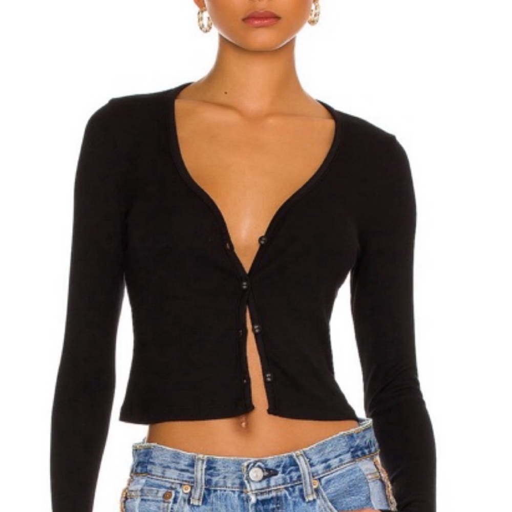 REVOLVE Black V-Neck Cardigan Sweater